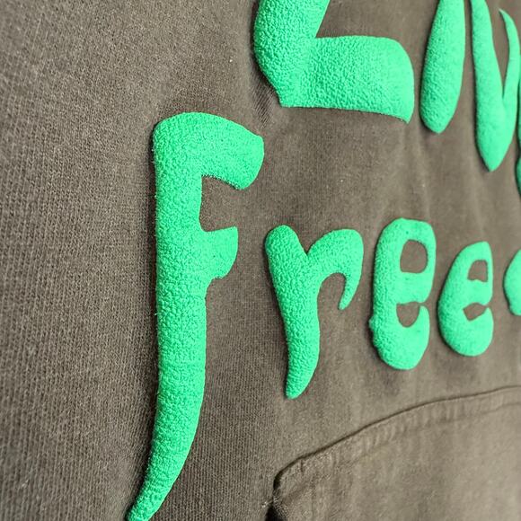 Live Free 999 JUICE WRLD Medium Puff Print Brown Hoodie Streetwear Skater Punk - Picture 3 of 11